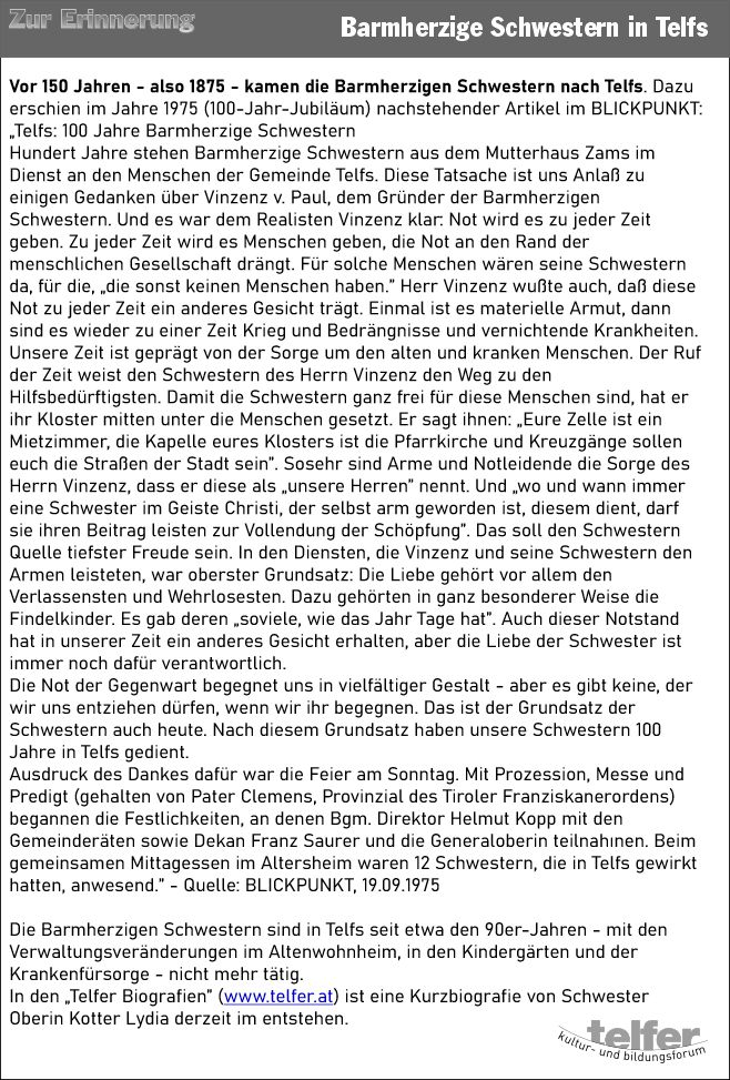 Barmherzige Schwestern in Telfs