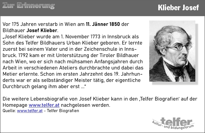 Klieber Josef - 175. Todestag